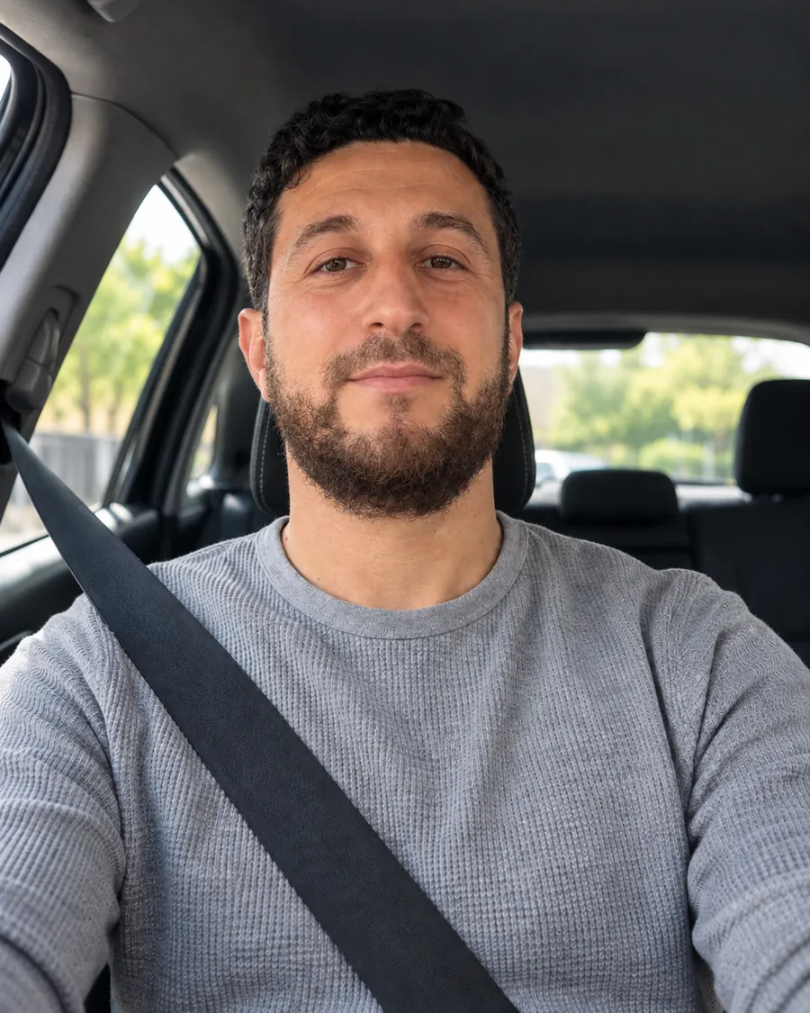 Hakim Iltaief, moniteur de conduite, au volant